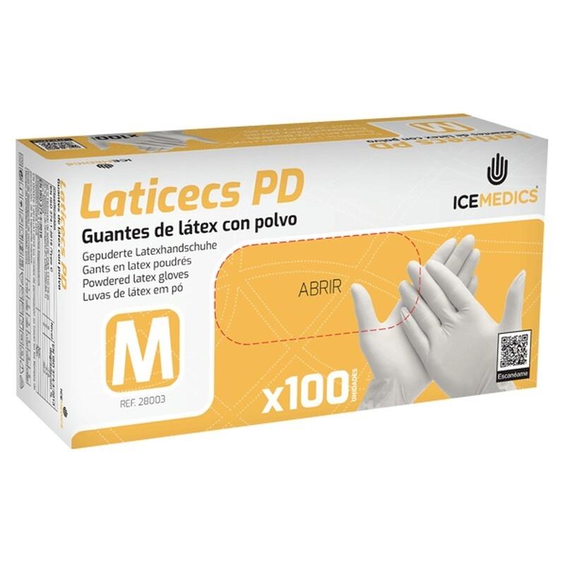PAQ.100 U. GUANTES LATEX LATICECS C/POLV