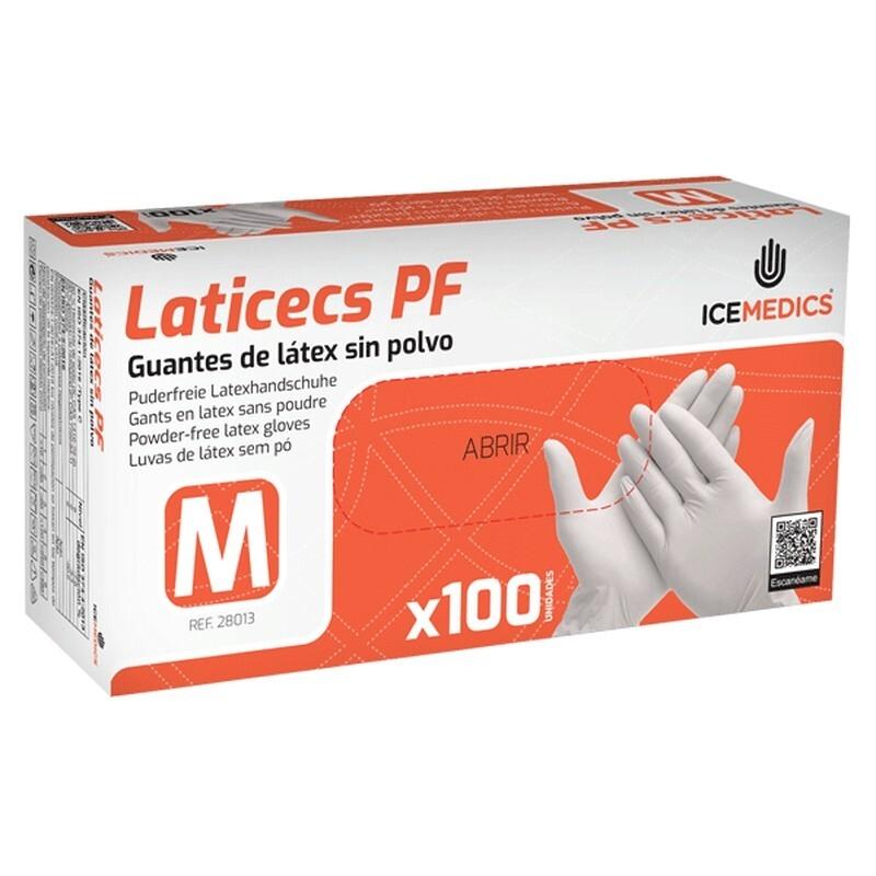 PAQ. 100 U. GUANTES LATEX LATICECS S/POLVO