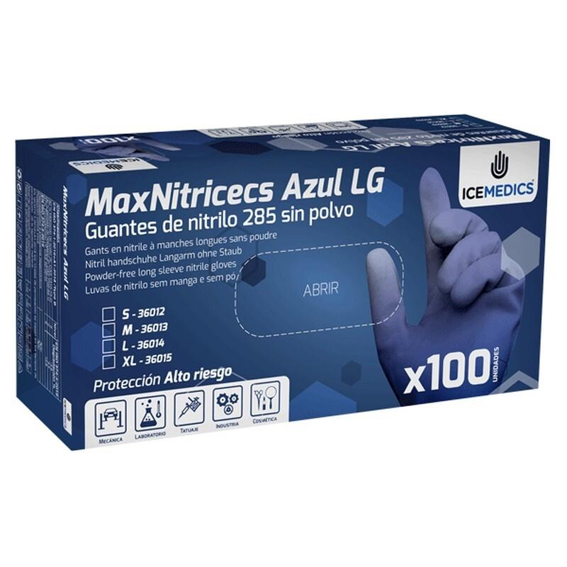 PAQ.100 U. GUANTES NITRILO MAXNITRICECS LG