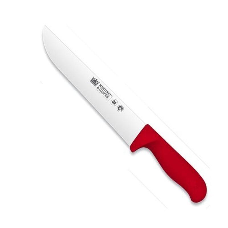 CUCHILLO CARNICERO MANGO INYECTADO ROJO 22,5CM