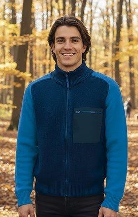 CHAQUETA DE PUNTO C/CUELLO ALTO BICOLOR