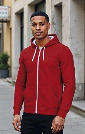 SUDADERA CON CAPUCHA Y CREMALLERA BICOLOR .