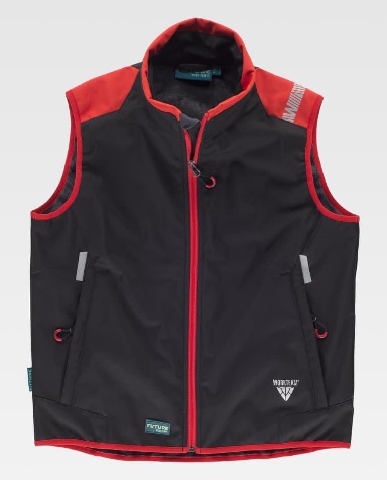 CHALECO SOFTSHELL COMBINADO C/DETALLES REF
