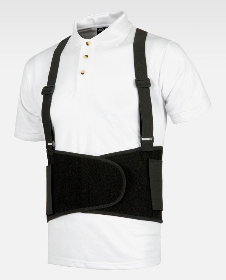 FAJA LUMBAR TIRANTES AJUSTABLE DOBLE VELCRO NEGR  T-S